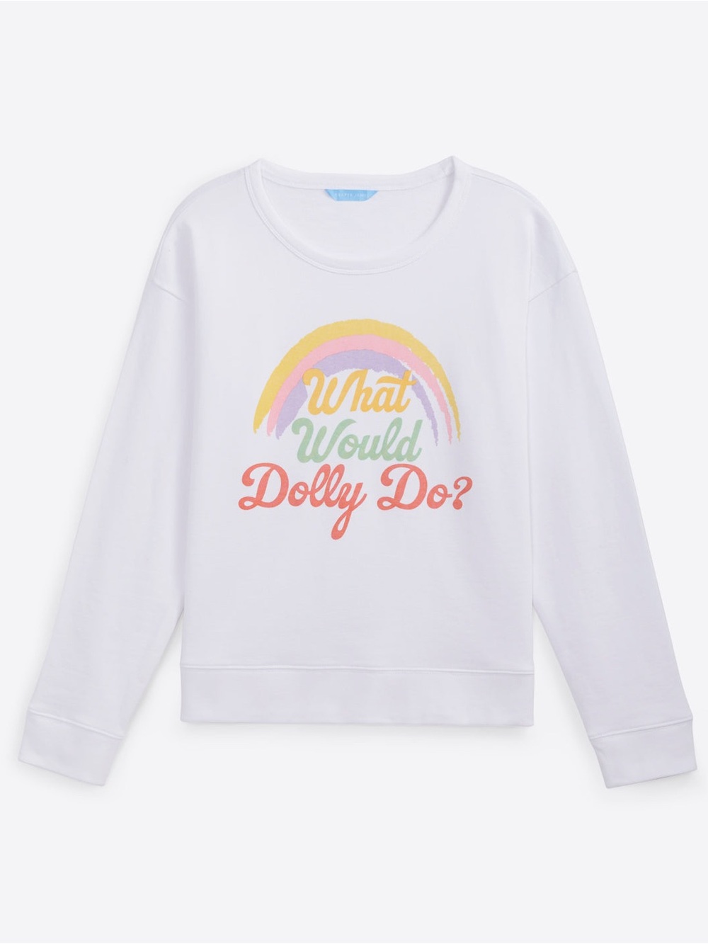 Draper James What Would Dolly Do? White Graphic Sweatshirt rainbow country band